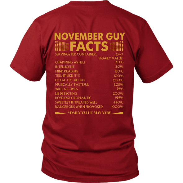 Limited Edition ***November Guy Facts Back Prints *** Shirts & Hoodies