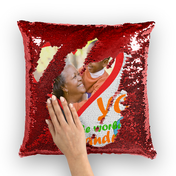 World Best Grandma Sequin pillow Cushion Cover