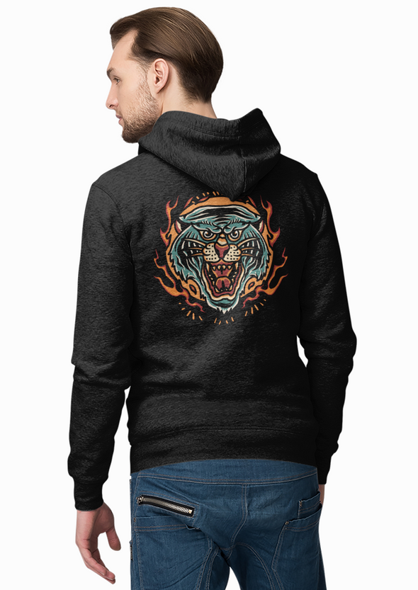 Hoodie With Tiger Burning Print