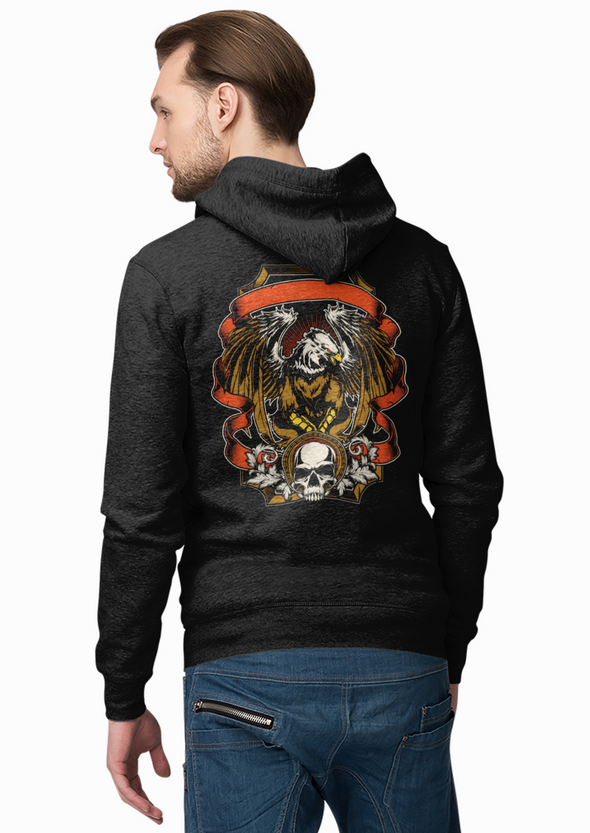 Skull With Eagle Printed Hoodie