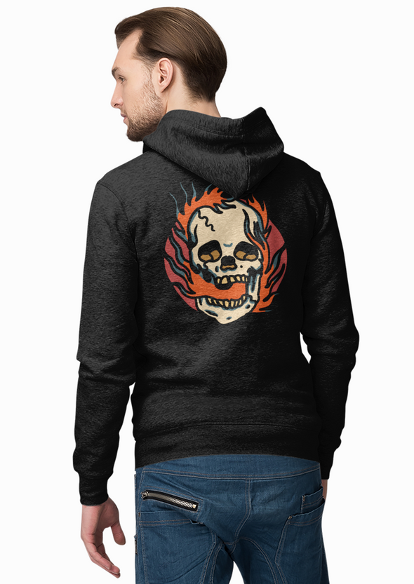 Unisex Hoodie With Skull Fire Print