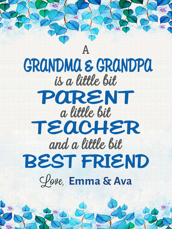 My Grandma, My Best Friend Personalized Blanket with Grand Kids Names/Grandpa/Grandma/Papa/Mamma/Auntie