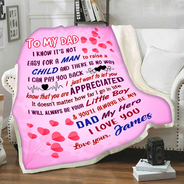 "To My Dad You Are Appreciated"- Personalized Blanket