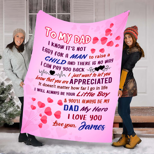 "To My Dad You Are Appreciated"- Personalized Blanket