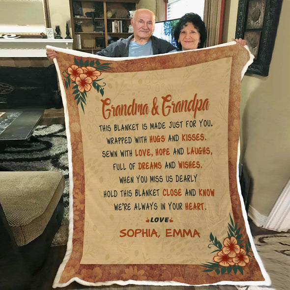 Personalized Mother's Day Gift - I Am Always In Your Heart Customized Blanket For Mom/Grandpa/Grandma/Granny/Papa With Grand Kids/Kids Name