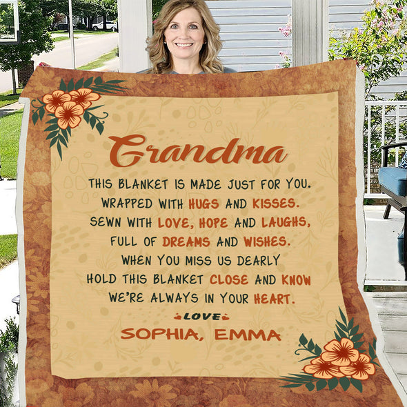 Personalized Mother's Day Gift - I Am Always In Your Heart Customized Blanket For Mom/Grandpa/Grandma/Granny/Papa With Grand Kids/Kids Name