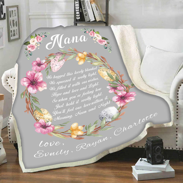 Personalized Fleece Blanket For Nana/Grandma/Papa/Mom with Grand kids Names.