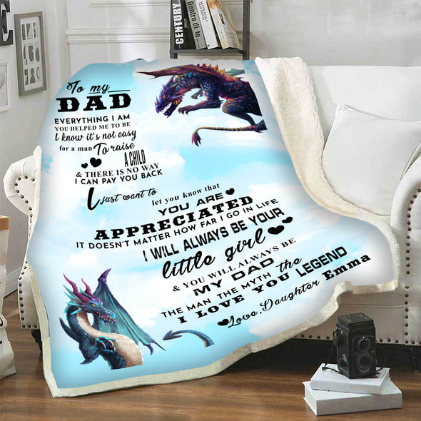 "To My Dad I Love You Legend"- Personalized Blanket