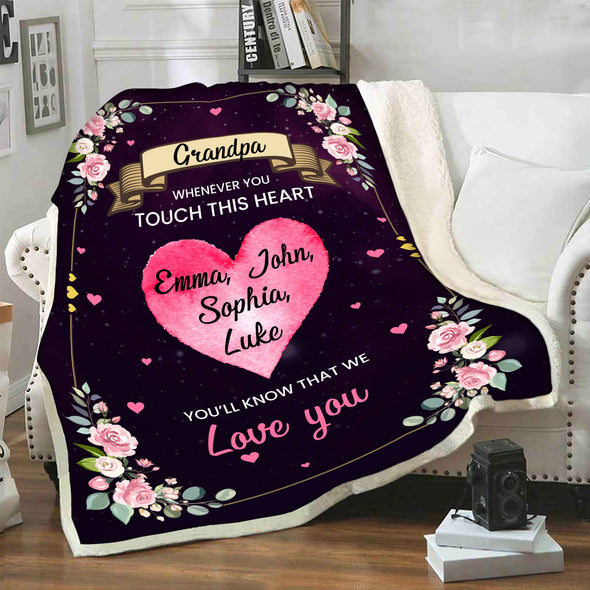Wherever You Will Touch, You will Know That We Love You Customized Blanket With Kids Names