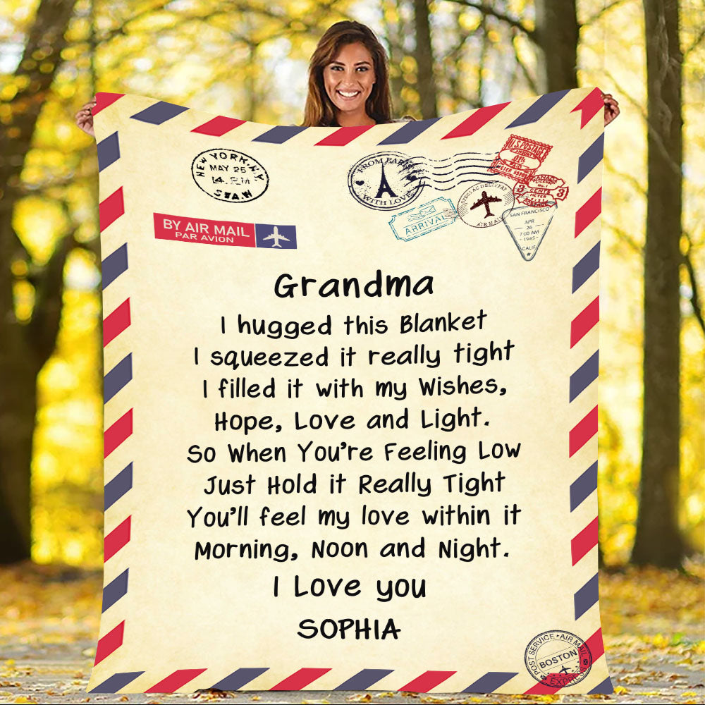 Personalized Postcard Message Blanket For Grandma/Mom/Grandpa/Papa - C