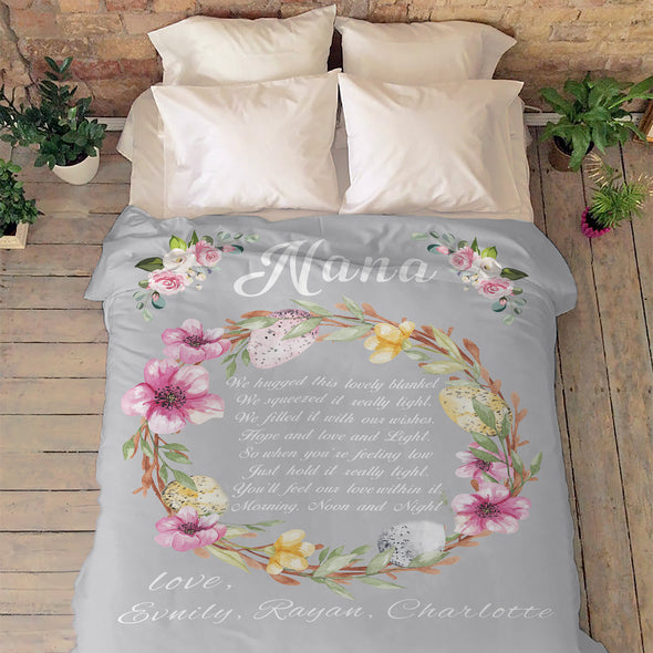 Personalized Fleece Blanket For Nana/Grandma/Papa/Mom with Grand kids Names.
