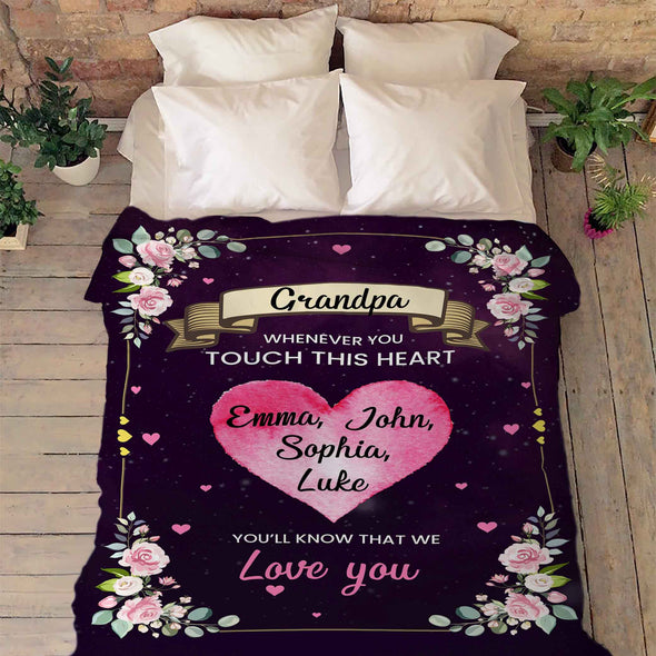 Wherever You Will Touch, You will Know That We Love You Customized Blanket With Kids Names