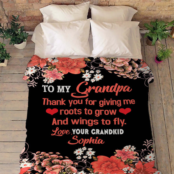 Thank You For Giving Me Roots To Grow Custom Blanket For Grandparents With Kids Names