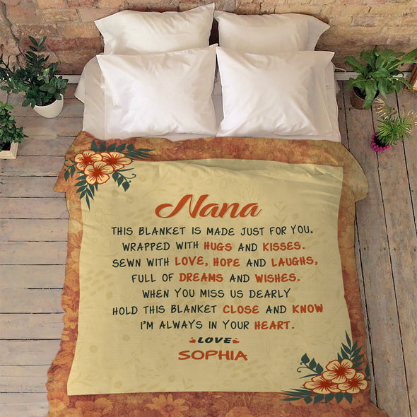 Personalized Mother's Day Gift - I Am Always In Your Heart Customized Blanket For Mom/Grandpa/Grandma/Granny/Papa With Grand Kids/Kids Name