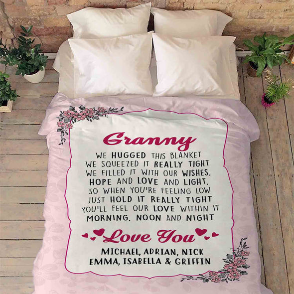 We Love You Grandma/Grandpa/Mom/Granny/Grandma And Grandpa personalized Blanket With Grandkids And Kids Name.