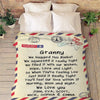 Personalized Postcard Message Blanket For Grandma/Mom/Grandpa/Papa - Customized With Your Nick (Mom, Mimi, Gigi etc.) & Grand Kids/Kids Names