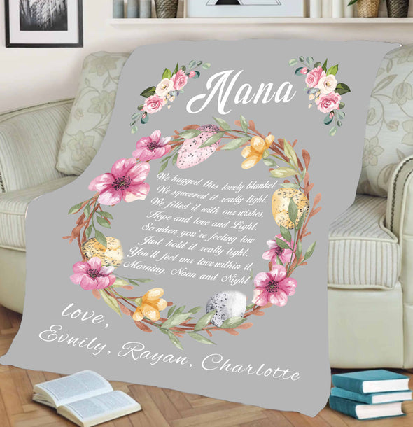 Personalized Fleece Blanket For Nana/Grandma/Papa/Mom with Grand kids Names.