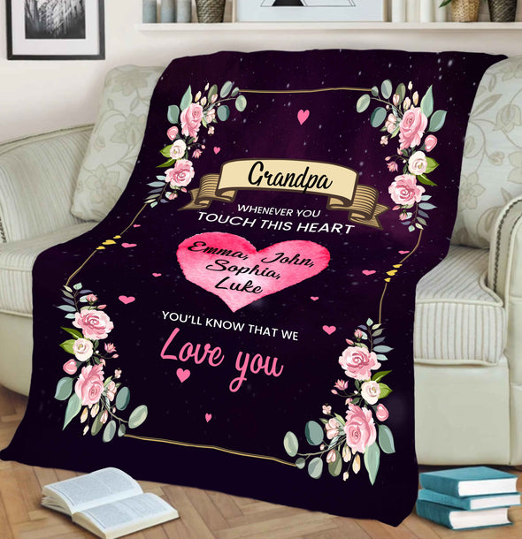 Wherever You Will Touch, You will Know That We Love You Customized Blanket With Kids Names