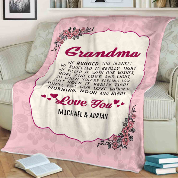 We Love You Grandma/Grandpa/Mom/Granny/Grandma And Grandpa personalized Blanket With Grandkids And Kids Name.