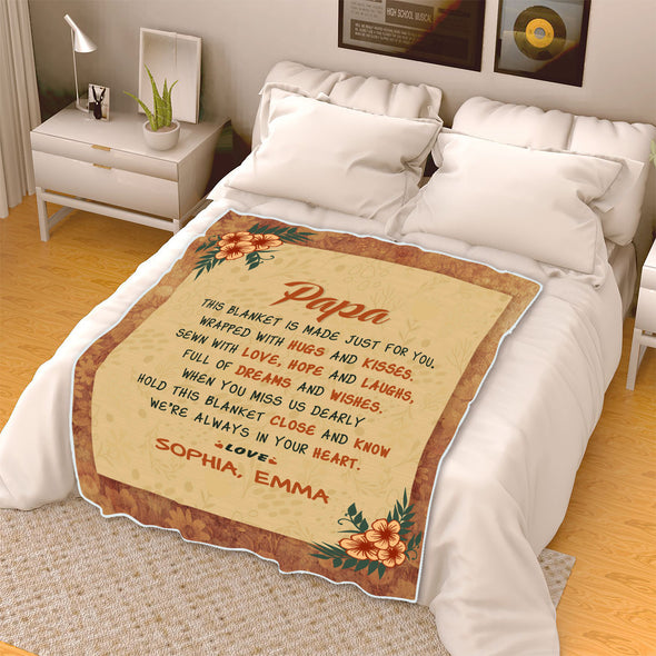 Personalized Mother's Day Gift - I Am Always In Your Heart Customized Blanket For Mom/Grandpa/Grandma/Granny/Papa With Grand Kids/Kids Name