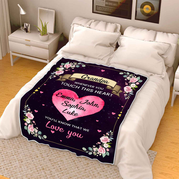 Wherever You Will Touch, You will Know That We Love You Customized Blanket With Kids Names