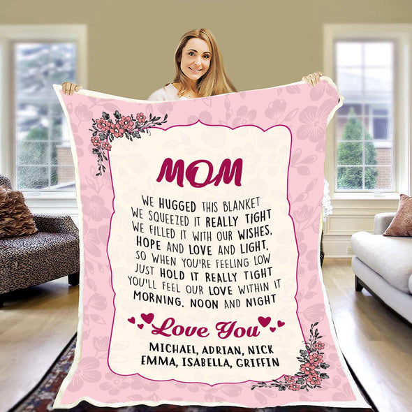 We Love You Grandma/Grandpa/Mom/Granny/Grandma And Grandpa personalized Blanket With Grandkids And Kids Name.