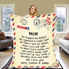 Personalized Postcard Message Blanket For Grandma/Mom/Grandpa/Papa - Customized With Your Nick (Mom, Mimi, Gigi etc.) & Grand Kids/Kids Names