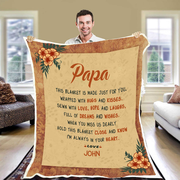 Personalized Mother's Day Gift - I Am Always In Your Heart Customized Blanket For Mom/Grandpa/Grandma/Granny/Papa With Grand Kids/Kids Name