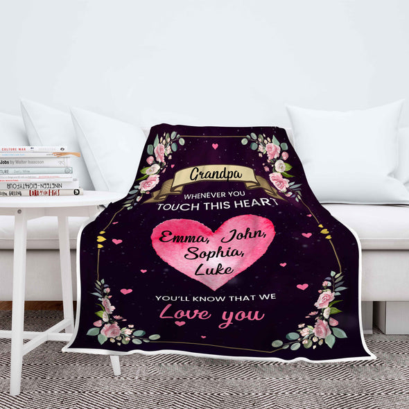 Wherever You Will Touch, You will Know That We Love You Customized Blanket With Kids Names