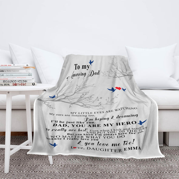 "To My Dad My Little Eyes Are Watching"- Personalized Blanket