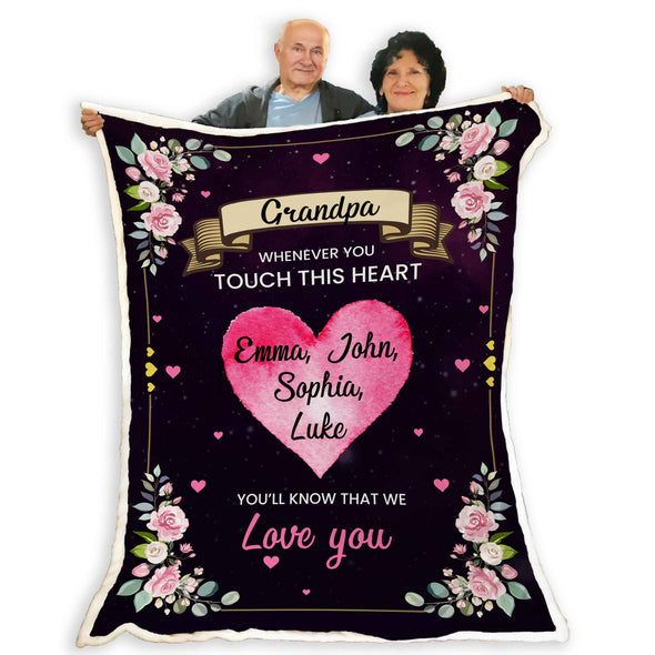 Wherever You Will Touch, You will Know That We Love You Customized Blanket With Kids Names