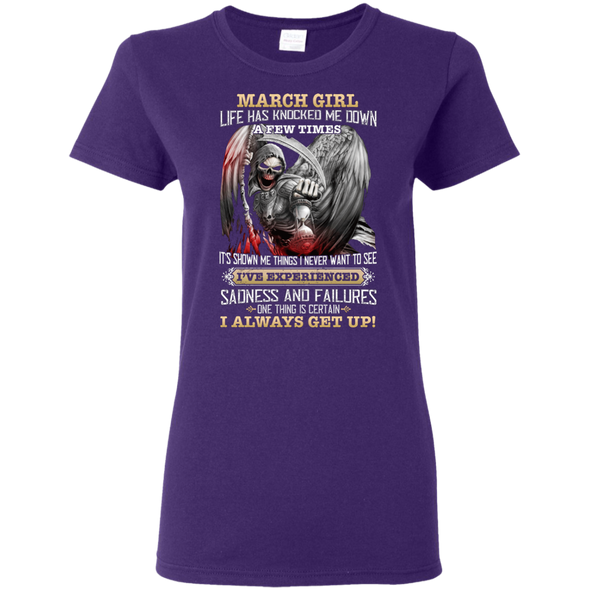 Skull Print **March Born Girl Always Get Up** Shirts & Hoodies