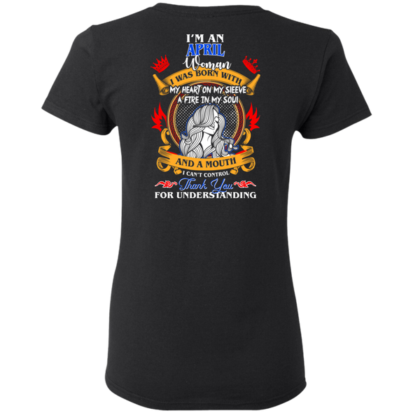 Limited Edition **Woman Born In April Multi Color Back Print** Shirt & Hoodies