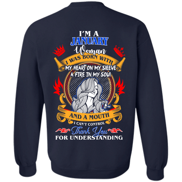 Limited Edition **Woman Born In January Multi Color Back Print** Shirt & Hoodies