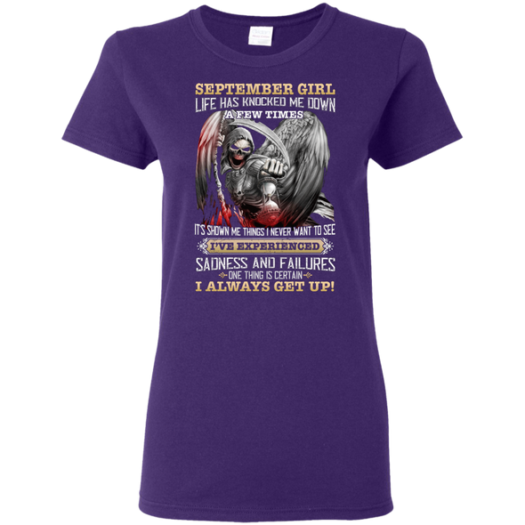 Skull Print **September Born Girl Always Get Up** Shirts & Hoodies