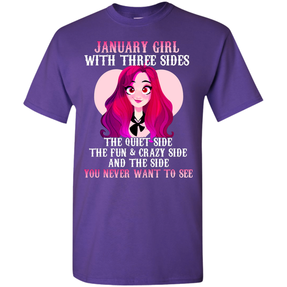 Limited Edition **January Girl With Three Sides Front Print** Shirts & Hoodies