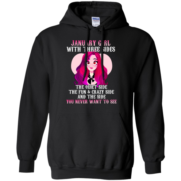 Limited Edition **January Girl With Three Sides Front Print** Shirts & Hoodies