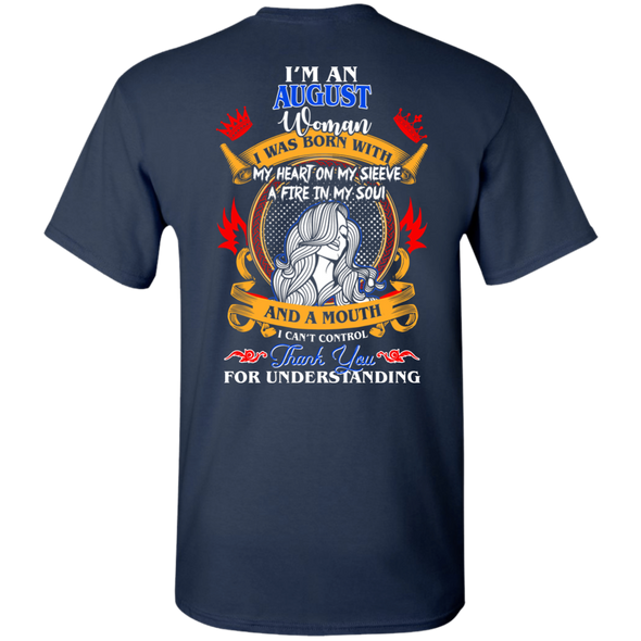 Limited Edition **Woman Born In August Multi Color Back Print** Shirt & Hoodies