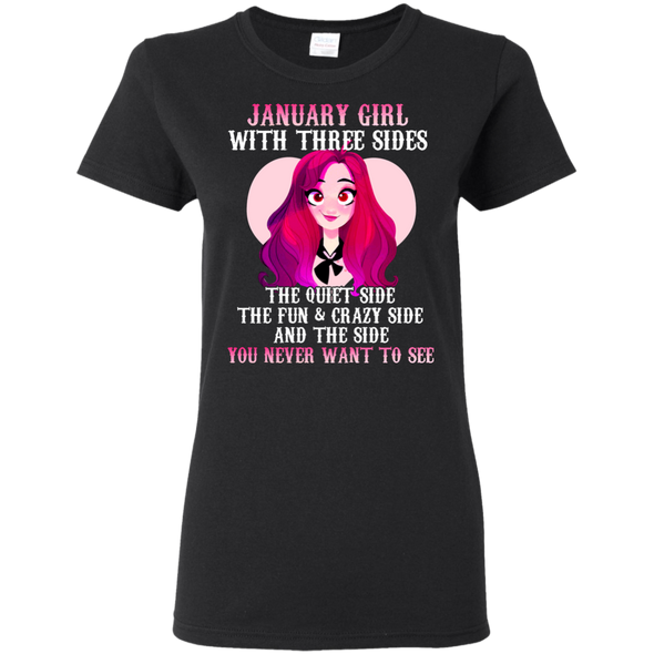Limited Edition **January Girl With Three Sides Front Print** Shirts & Hoodies