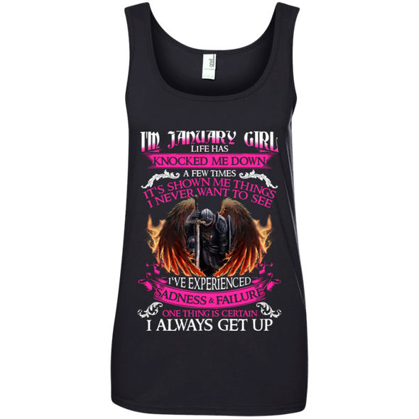 Newly Launched **January Born Girl Never Gives Up** Shirts & Hoodies