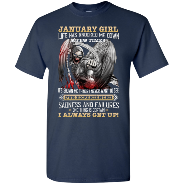 Skull Print **January Born Girl Always Get Up** Shirts & Hoodies
