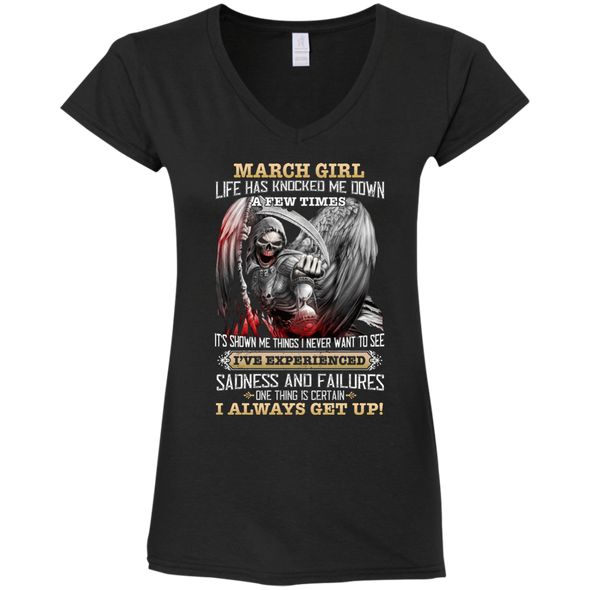 Skull Print **March Born Girl Always Get Up** Shirts & Hoodies