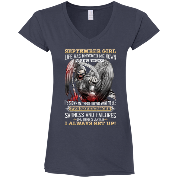 Skull Print **September Born Girl Always Get Up** Shirts & Hoodies