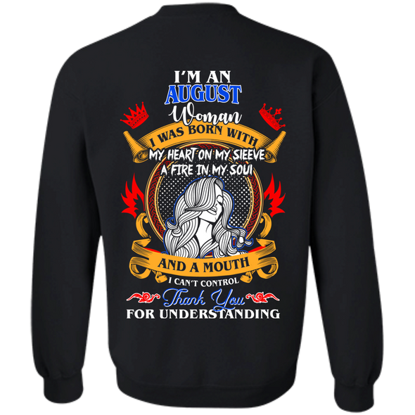 Limited Edition **Woman Born In August Multi Color Back Print** Shirt & Hoodies