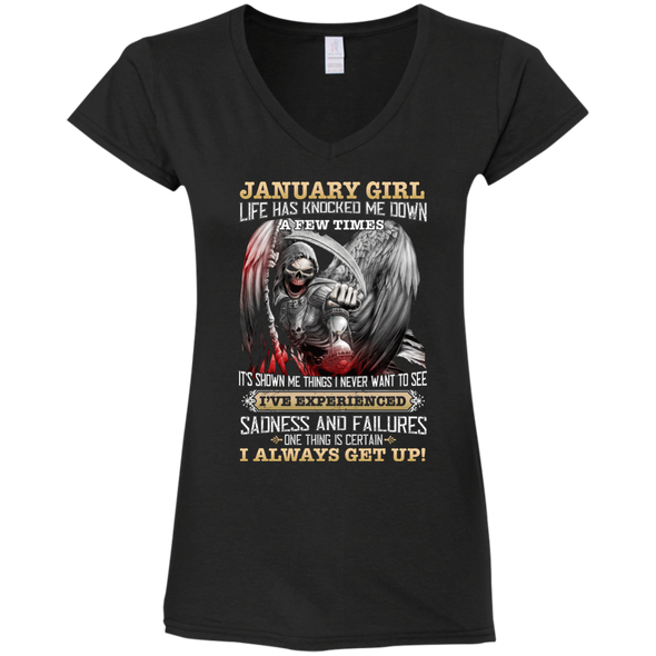 Skull Print **January Born Girl Always Get Up** Shirts & Hoodies