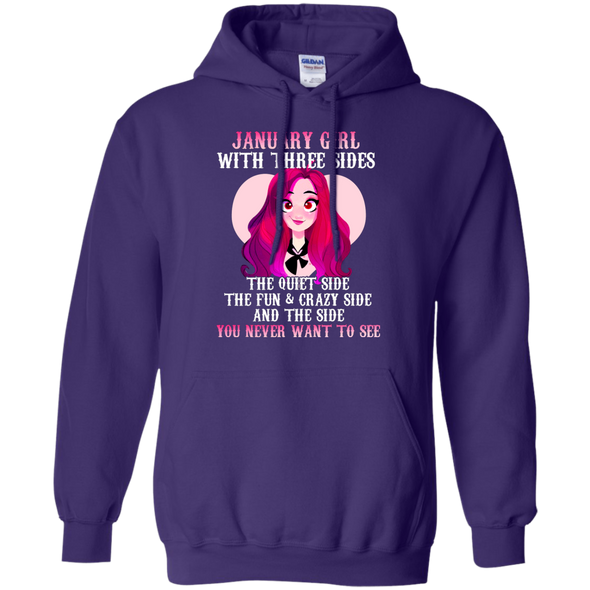 Limited Edition **January Girl With Three Sides Front Print** Shirts & Hoodies