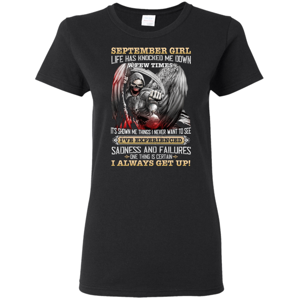 Skull Print **September Born Girl Always Get Up** Shirts & Hoodies