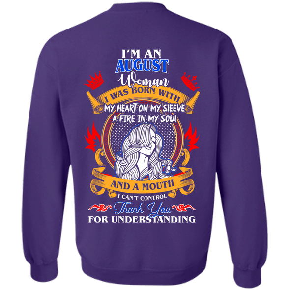Limited Edition **Woman Born In August Multi Color Back Print** Shirt & Hoodies