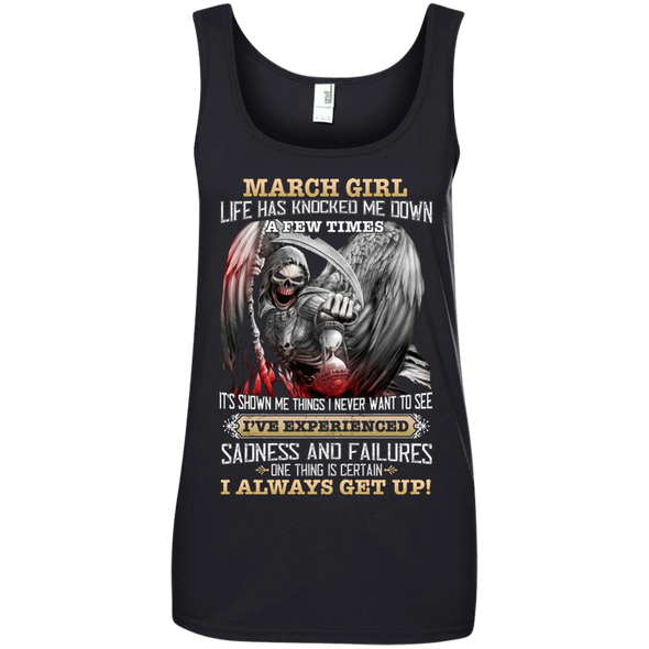 Skull Print **March Born Girl Always Get Up** Shirts & Hoodies