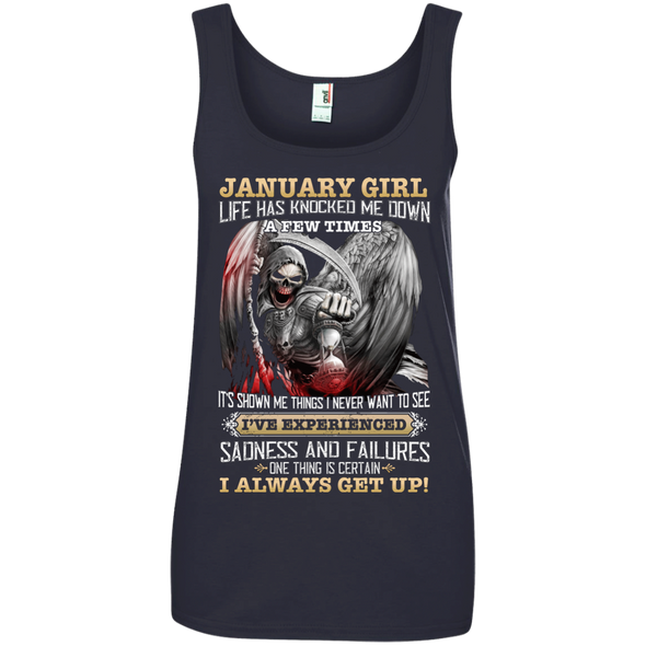 Skull Print **January Born Girl Always Get Up** Shirts & Hoodies